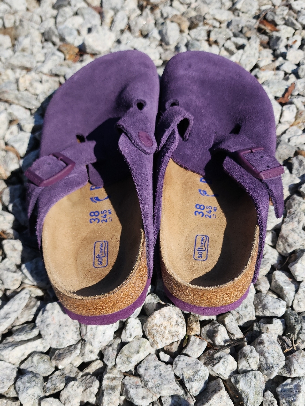 Birkenstock Boston Purple Suede Slip-On Clog with Adjustable Buckle Sz 7 Narrow - Picture 3 of 13